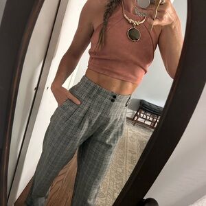 Vintage 90s made in USA high rise Gray Plaid Women's trousers